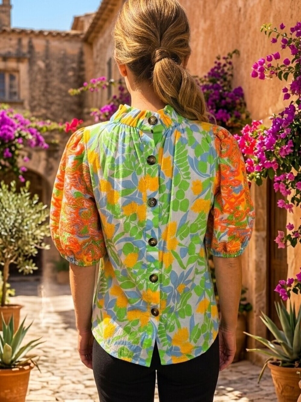 THML Embroidered Puff Sleeve Top Size Xs  Floral
